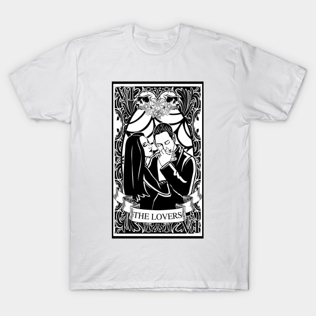 Gomez and Morticia Addams Tarot Card (The Lovers) T-Shirt by MojonMan